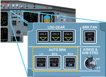 Quadrante de controle e status do trem de pouso