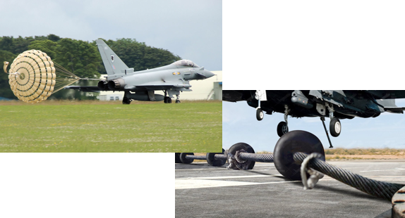 Como os aviões param: Freios, Spoilers e Segurança no Pouso: Paraquedas e gancho de frenagem (exemplo)