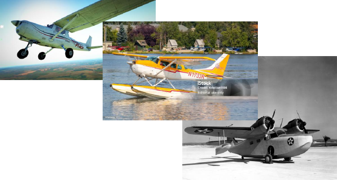 Ilustração dos tipos de trens de pouso possíveis